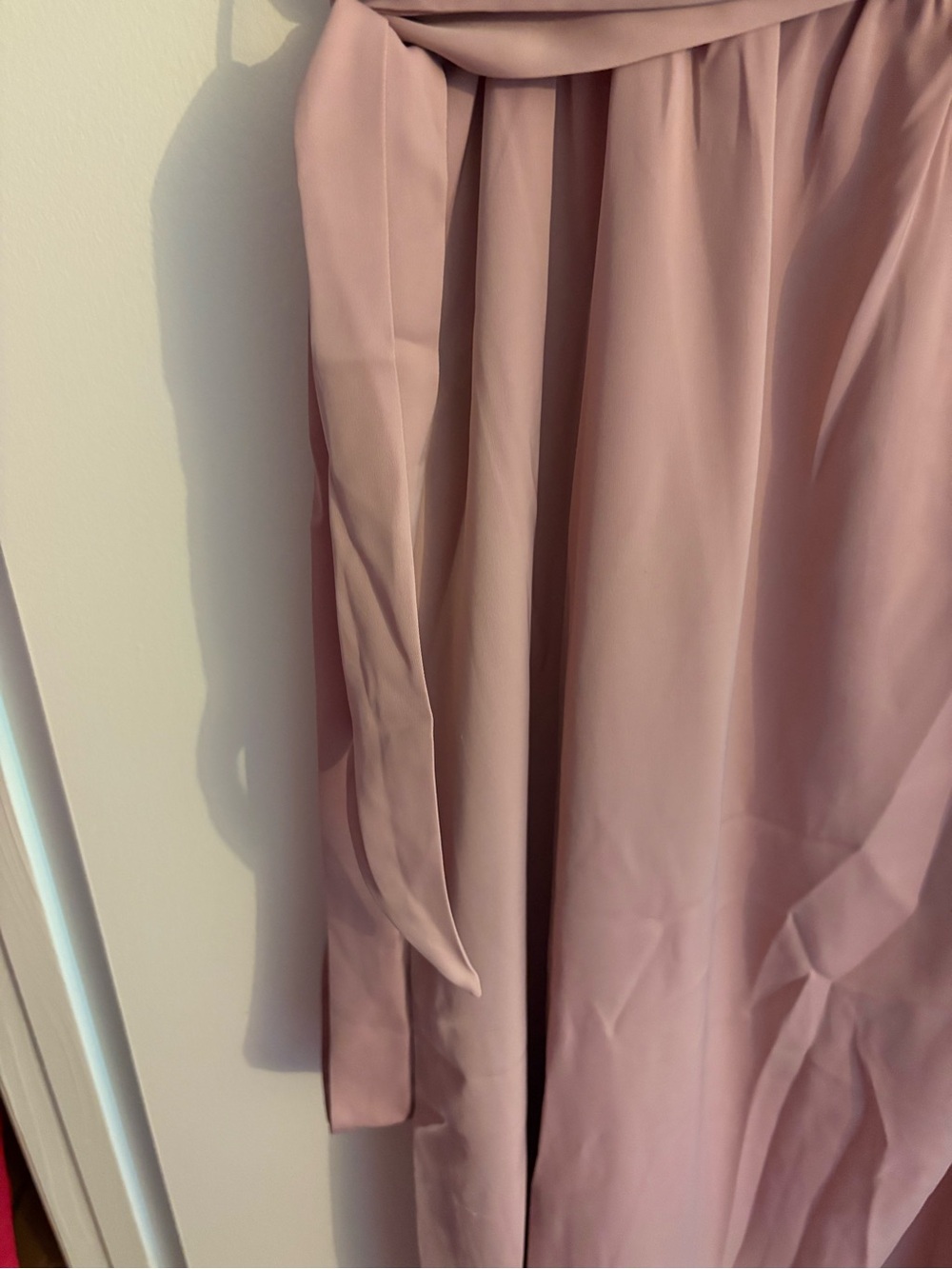 Amazon One-Shoulder Dusty Rose Maxi Dress with Waist Tie - Picture 2 of 3